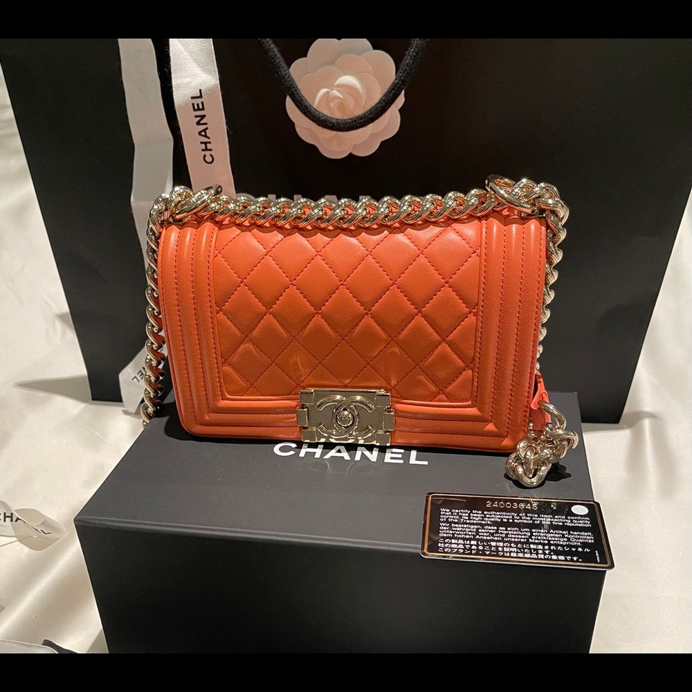 Chanel Bag Lamb Skin Leather Boy Bag